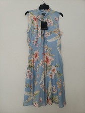 H HALSTON Womens Sleeveless Tie Neck Knee Length Shift Dress Sz 14