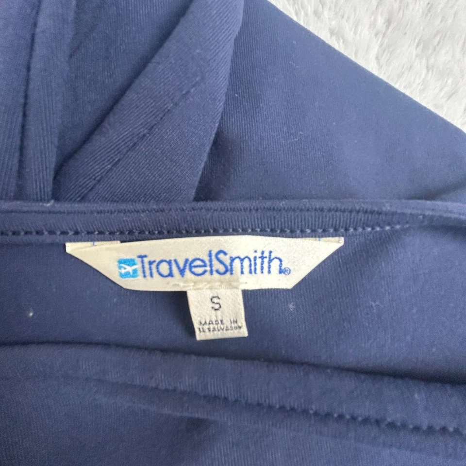 Vestido TravelSmith Feminino Azul Marinho Manga 3/4 Malha Elástica Pequeno Elástico - Imagem 3 de 4