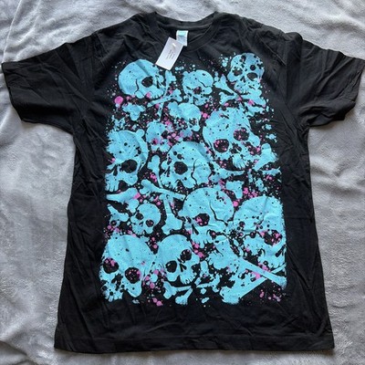 Vintage Y2K Fifth Sun Skull Splatter Shirt Mens Large Graphic T-Shirt - NWT
