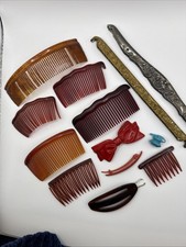 Vintage Ornate Metal Comb Handles Plastic Hair Combs Barrettes