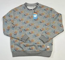 ALDI Gear Sweatshirt Unisex M Grey All Over Print Logo Pullover New W Tags Soft