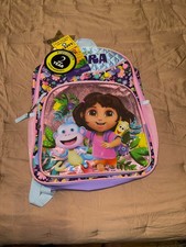 Dora Pink Cartoon Kids Backpack with Zip Closure Dora, Boots Characters