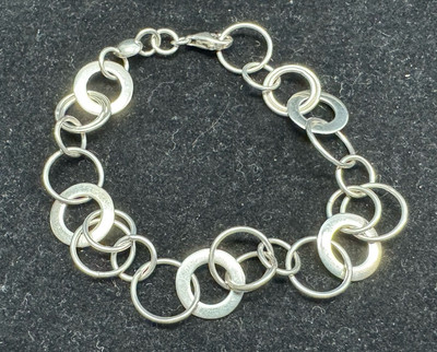 VINTAGE C^A CHATEAU D  ARGENT ROUND STERLING SILVER LINK TOGGLE BRACELET 8  11G