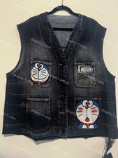 New arrive Summer Kawaii Y2k Japanese Sanrio Doraemon Denim Vest Relaxed fit