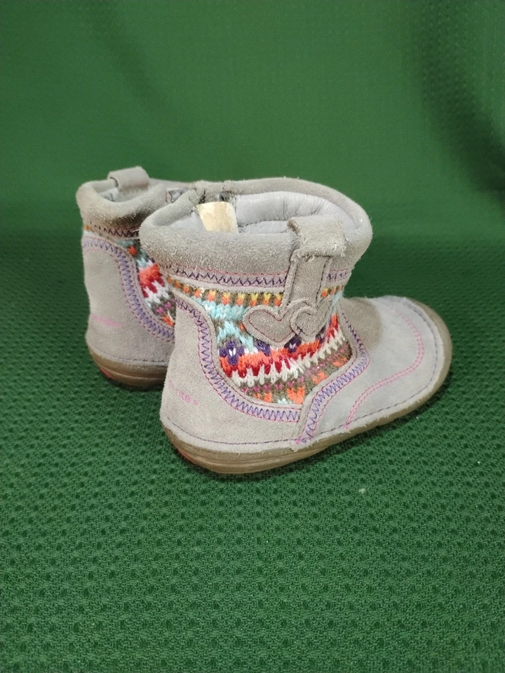 Stride Rite Toddler Girl's Ainsley Suede Zip Up Ankle Booties Gray/Purple Size 6 - Image 4 of 4