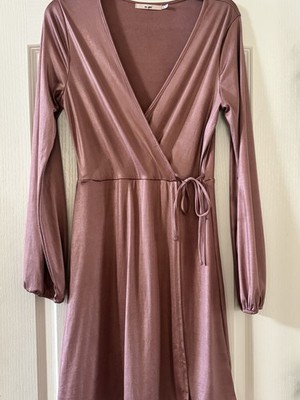 Mi Ami Dress Francescas~Wrap V-Neck Long Sleeve~copper/brozne~Sz L