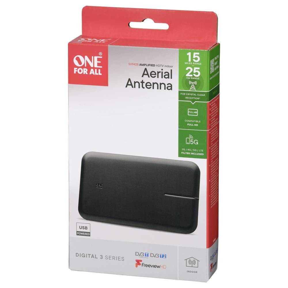 Antenne plate active DVB-T2 One For All SV9428 avec filtre 4G - 3