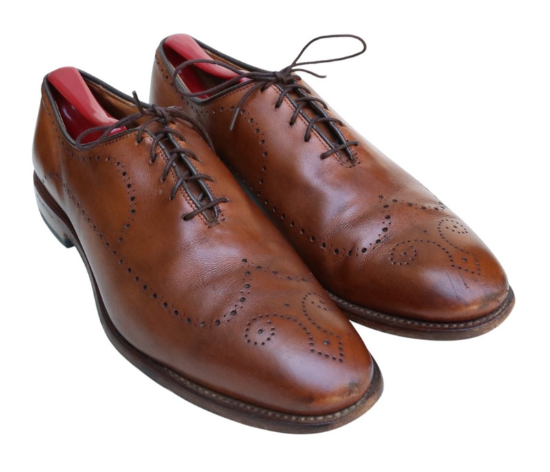Allen Edmonds Fairfax 1155 Brown Leather Decrative Toe Derby Dress Shoe SZ 10.5D