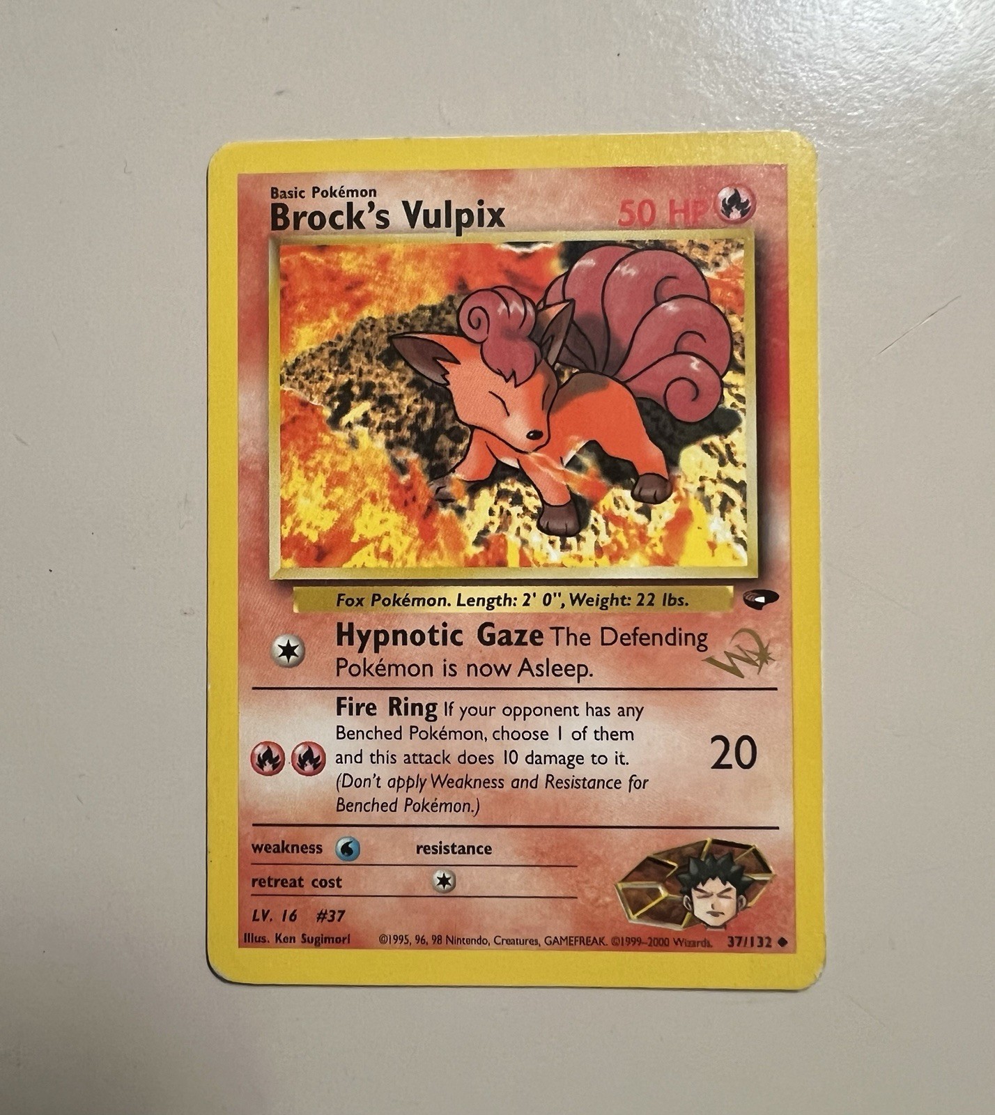 BROCK'S VULPIX W Stamp 💫 Pokemon Card - WOTC Promo - Gym Challenge - 37/132 LP!