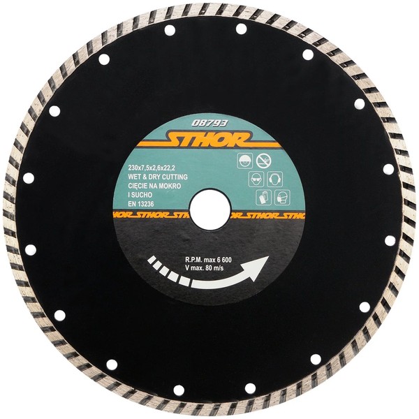 Diamant Trennscheibe Turbo 230MM FüR Winkelschleifer Keramik Beton Stein-image