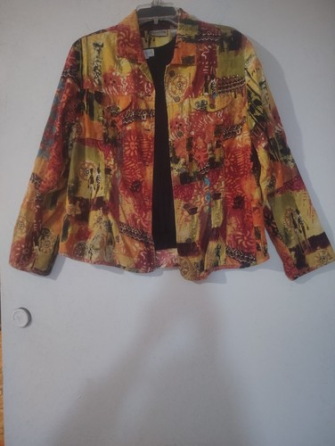 Chicos Colorful Jacket Art Size 2 Lightweight for Springtime.