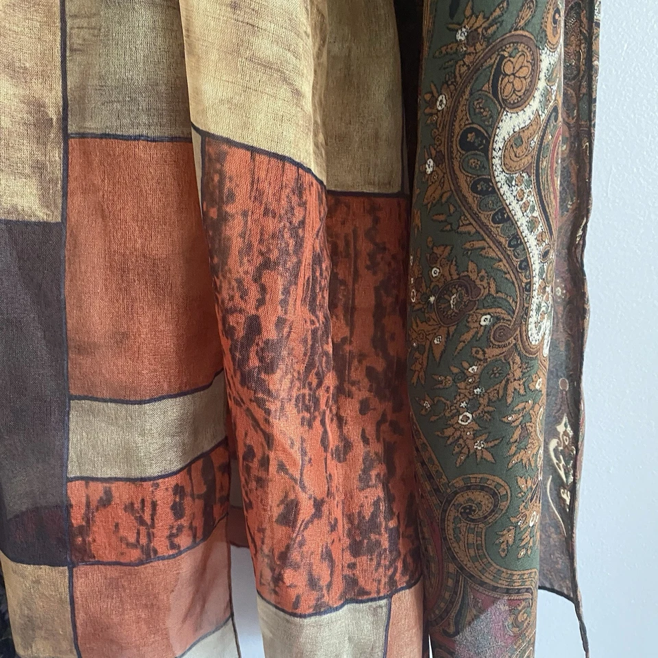 Lane Bryant Scarfs Lof of 4 Boho Floral Beach Fall Colorblock Damask Paisley - Image 4 of 4