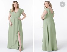 ​Azazie Omari Chiffon Bridesmaid Dress - Dusty Sage - Size A24