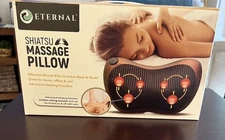 Eternal  Shiatsu Heated Massage Pillow w/ AC Power Adaptor & DC Charger Gold
