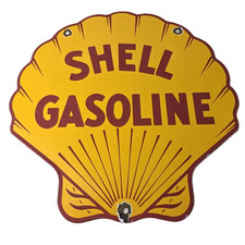 Insegna porcellana benzina conchiglia vintage - insegna classica logo conchiglia capesante