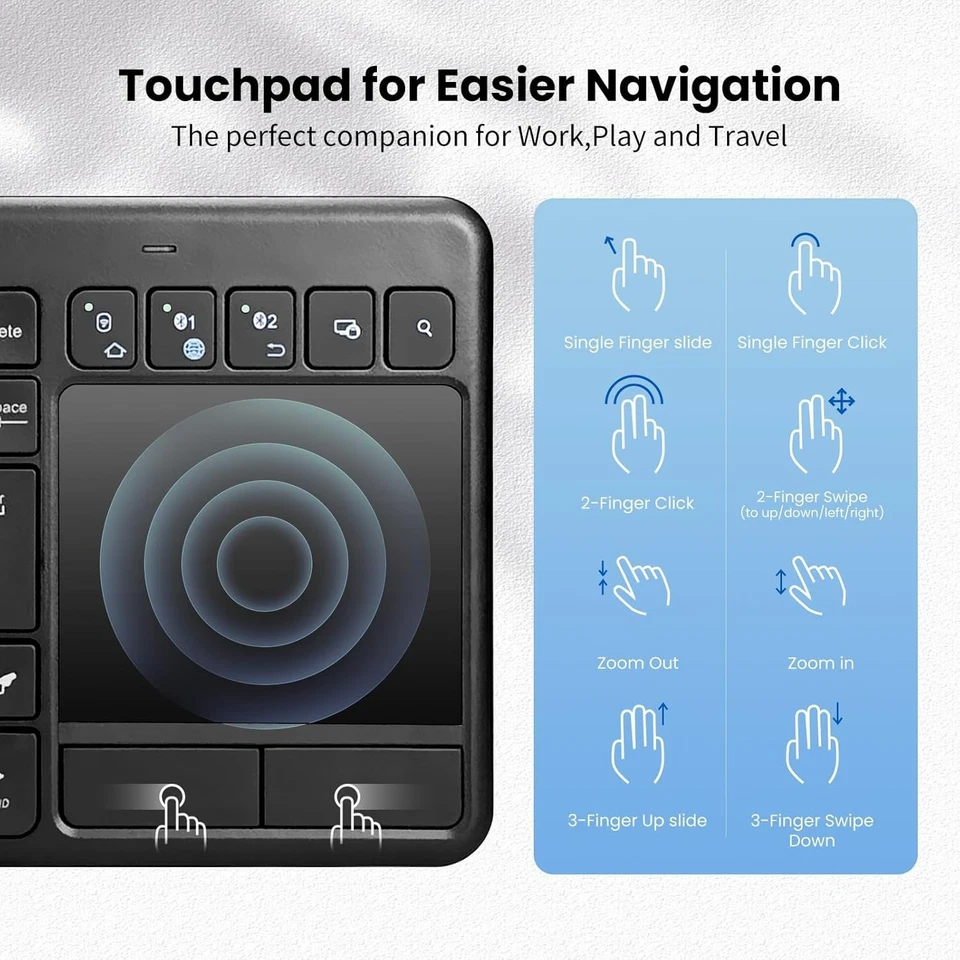 INFINMIND Wireless Computer Keyboard with Multi-Touch Big Size Trackpad,USB Plug - Image 2 of 4