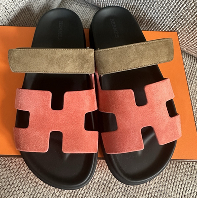 Size 38.5EU NIB HERMÈS Rouge Tomette /Terre Ambrée Suede Women's