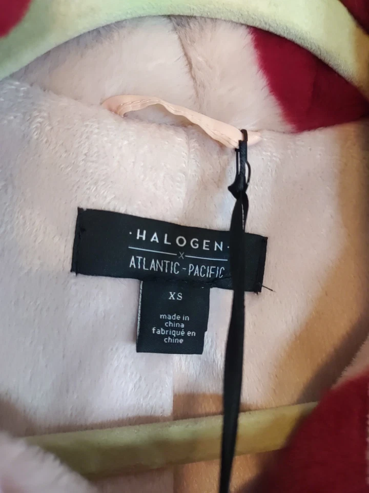 Halogen Women Pink Red Polka Dot Faux Fur Collared Jacket Size XS - Image 2 of 4