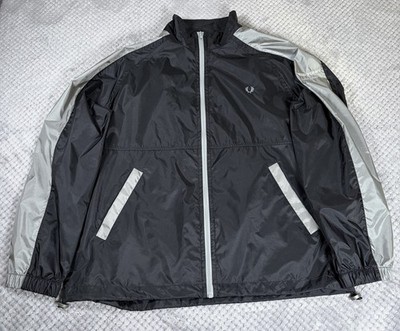 Fred Perry Windbreaker Jacket Full Zip Logo Sports Men's Large Black Lightweight