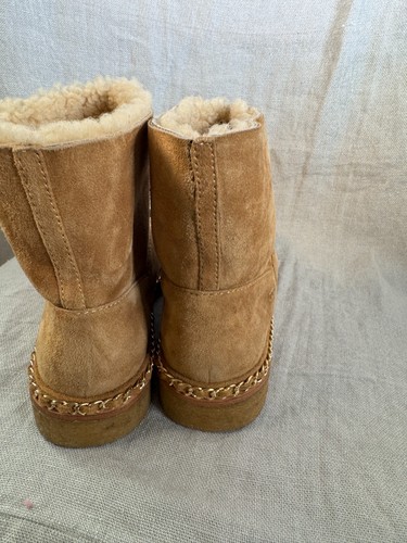 Chanel Mujer Cadena Detallada Piel de Oveja Forrada Gamuza Botines Talla EU 38 US 8 - Imagen 8 de 24