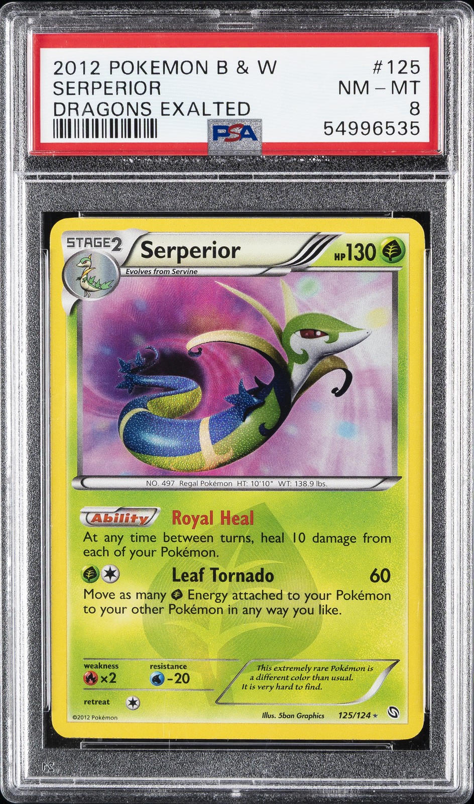 2012 POKEMON B&W DRAGONS EXALTED #125 SERPERIOR PSA 8