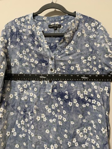 Charlie B Women Small Blue Floral Blouse Casual Resort Beach Preppy Bohemian - Picture 3 of 8