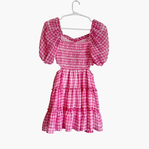 NEW Art Class Girl's Smocked Bodice Cut Out Chiffon Dress - Pink - Picture 3 of 7