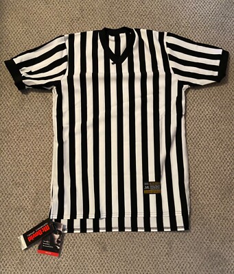 New Basketball Referee Shirt Men s Size Large (1 Inch Stripes)