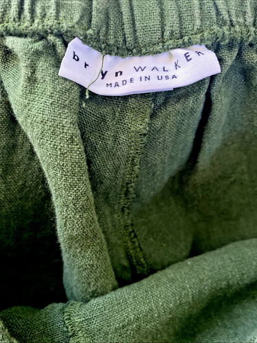 Bryn Walker USA Heavy Linen Balloon Leg Crop Pants Dark Green Sz L - Picture 8 of 11