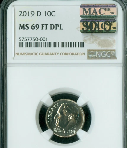 2019 D ROOSEVELT DIME NGC MS69 FT DPL MAC SOLO FINEST GRADED OUT OF 425,000 NGC.