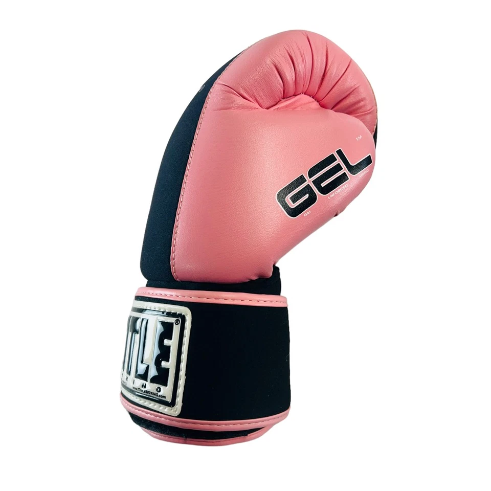 Guantes de Boxeo Title Rosa y Negro Forro de Gel Entrenamiento Kickboxing Talla 6 M Foto 3 de 4