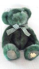 Russ Berrie Dublin Green St Patrick Day Teddy Bear Plush Shamrock/ Bow 12" EUC