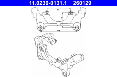 ATE 11.0230-0131.1 HOLDER, FRONT AXLE BRAKE CALIPER FOR AUDI SEAT ŠKODA VW
