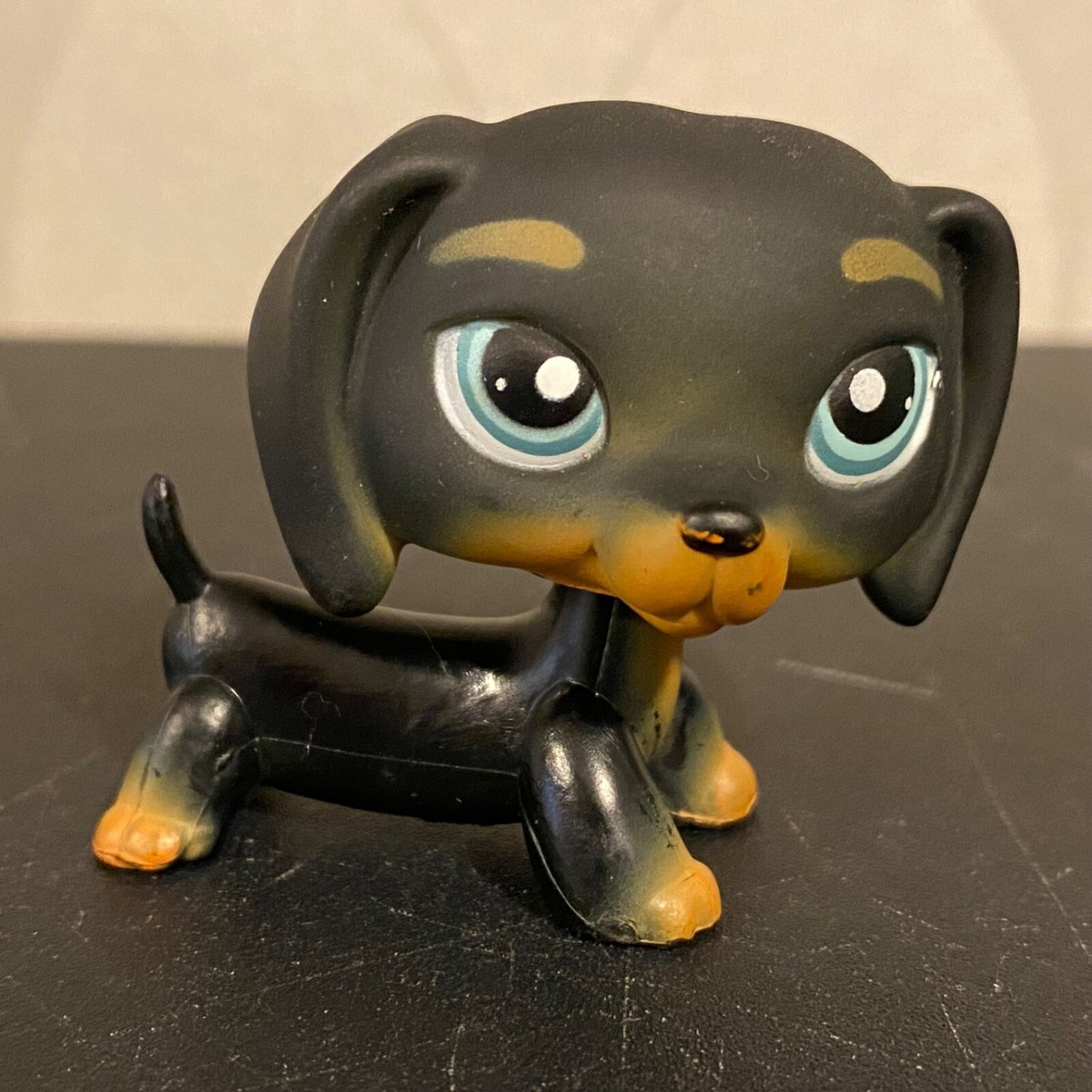 Authentic Littlest Pet Shop #325 Black dachshund dog