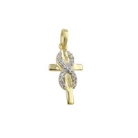 Echt Gold 333 Kreuz AnhäNger Unendlich Taufe Kommunion Mit Kette Silber 925 Vg