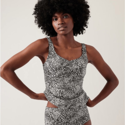 ★ ATHLETA ★ NWT Athleta Laguna Side Scrunch Tankini Top, Black SZ 36 B/C 36B/C