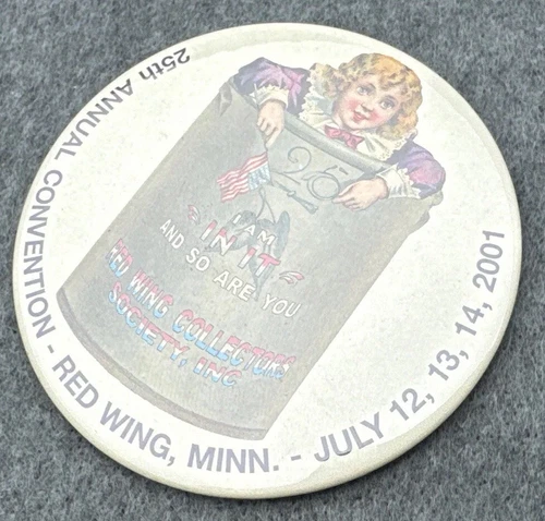 Vtg Red Wing Collectors Society Convention Pin Button MN Pottery 2001
