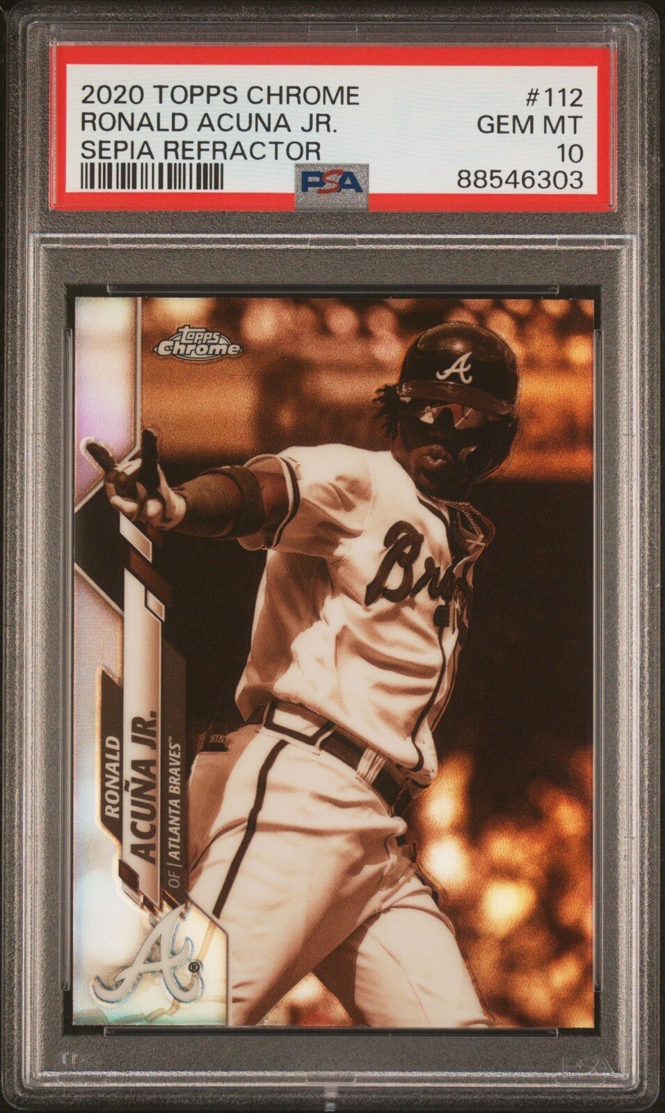 2020 Topps Chrome #112 Ronald Acuna Jr. Sepia Refractor PSA 10 GEM MINT LOW POP