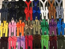 24 Colors Style Matching Men & Women Bow Tie Suspender Set Wedding Formal Wear 