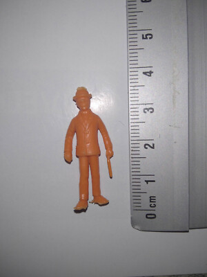 Tim und Struppi Figur 3 cm - Dunkin - STENVAL 1971 - Dupont - orange kurzer Stock