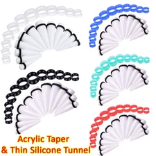 12-24PCS Big Gauge Stretching Kit Acrylic Taper Thin Silicone Tunnels 00G-20MM