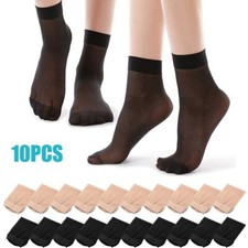 5/10 Pairs Women Ankle Socks Nylon Ultra-thin Elastic Sheer Silky Short Stocking