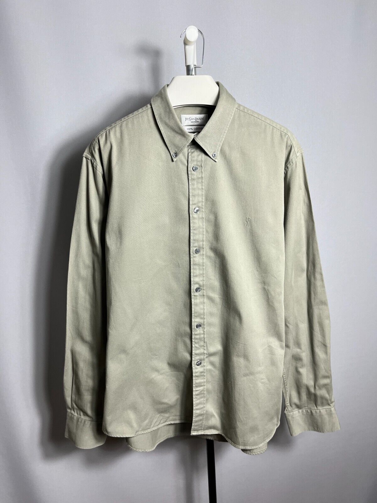 camicia uomo yves saint laurent grigio abbottonato anni 90 taglia XL