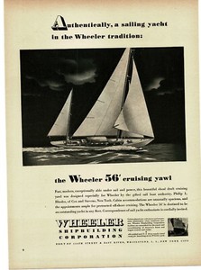 1945 WHEELER SHIPBUILDING CORP 56' Cruising Yawl sailboat Vintage Print Ad