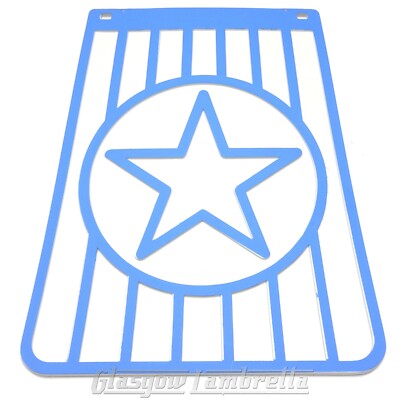 Lambretta 60s Style Italian SKY BLUE & WHITE STAR LONG MUDFLAP Li/TV/SX/GP etc