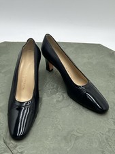 Silvia Fiorentina Tracy Heel Pumps Black Leather w/Toe Cap Shoes Sz 6.5M or N