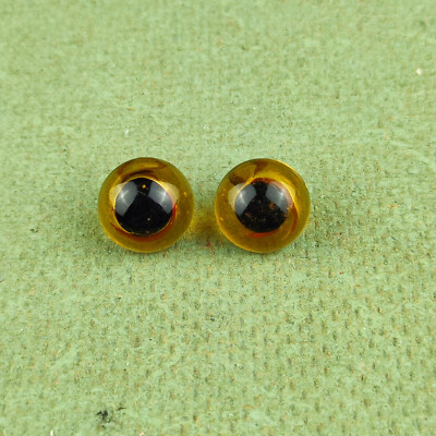 Vintage Bären- oder Tieraugen, Glas, hellbraun, 0,55'' / 14 mm, Teddybäraugen