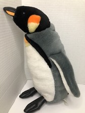 Emperor Penguin Plush Stuffed Toy 15" Faux Leather Feet  Beak K M International