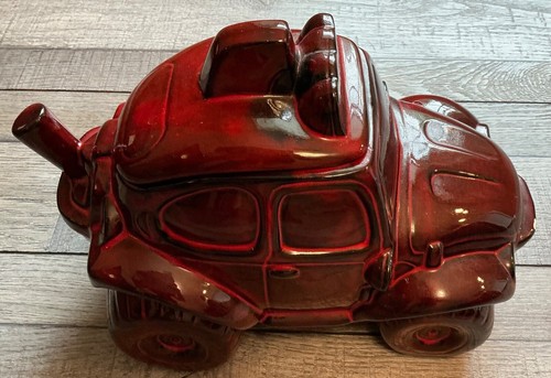 VTG Doranne of California Cookie Jar Volkswagen VW Baja Bug Beetle Car Red Black - Picture 4 of 12
