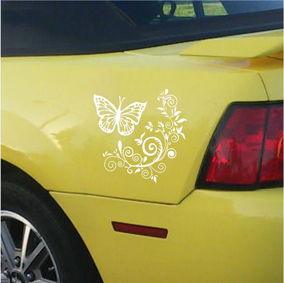 Carrocería Puerta Coche Mariposa Flor Gráficos Vinilo Adhesivo Decoración 9.84x9.84 pulgadas Foto 4 de 4